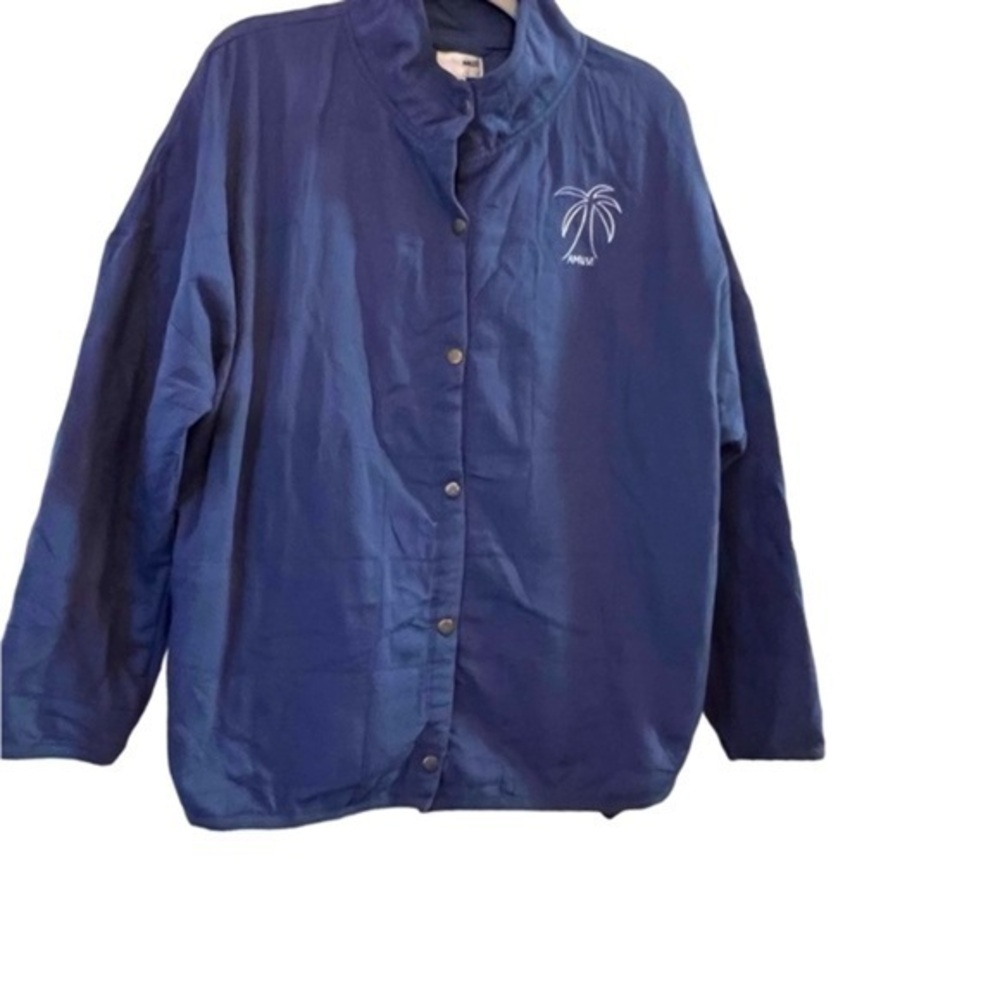 Amuse Society Blue Sea Breeze Quilted Embroidered Palm Tree Light Cotton Jacket